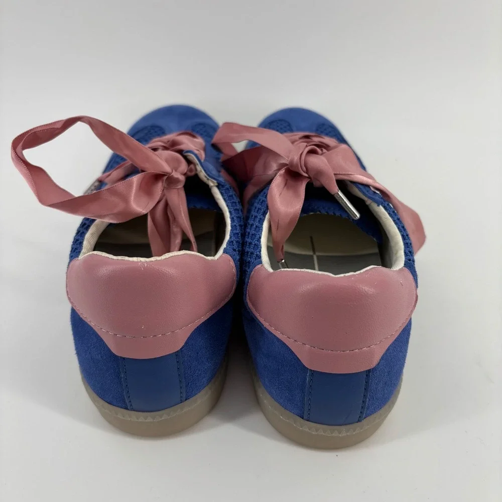 Dolce Vita Notice Sneakers Women Size 10 Blue Pink Mesh Ribbon Lace Up